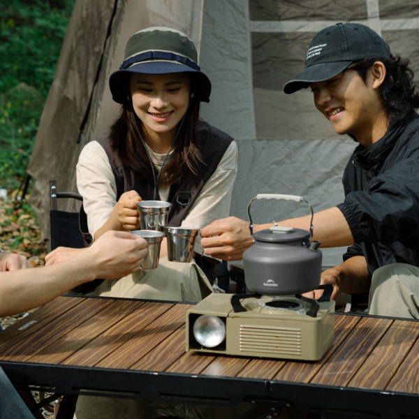 Набор посуды Naturehike туристический, чайник 1,4 л и 3 чашки, алюминий, серый