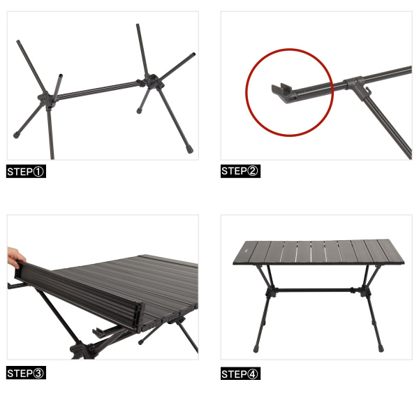 4 Стол туристический Naturehike FT11 алюминиевый, быстросборный, 75х55х44/34 см, складной, черный