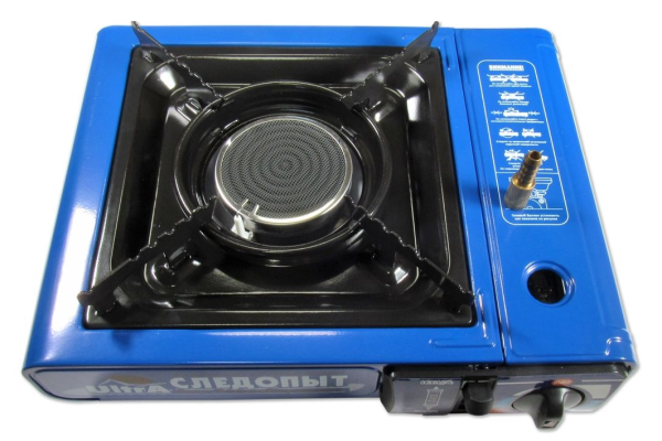 Плита газовая портативная СЛЕДОПЫТ UltrA керамическая конфорка, цанговый баллон, с переходником Плита газовая портативная СЛЕДОПЫТ UltrA керамическая конфорка, цанговый баллон, с переходником