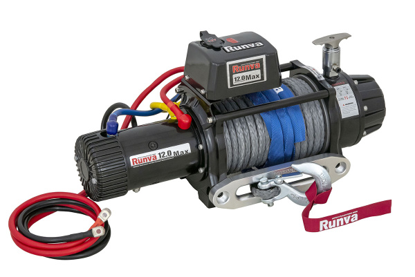 Лебёдка электрическая 12V Runva 12000 lbs 5443 кг влагозащищённая, комбин. роспуск, синт. трос Лебёдка электрическая 12V Runva 12000 lbs 5443 кг влагозащищённая, комбин. роспуск, синт. трос