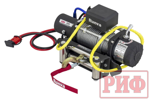 Лебёдка переносная РИФ 9500S c квадратом для фаркопа, стальной трос (облегченная)