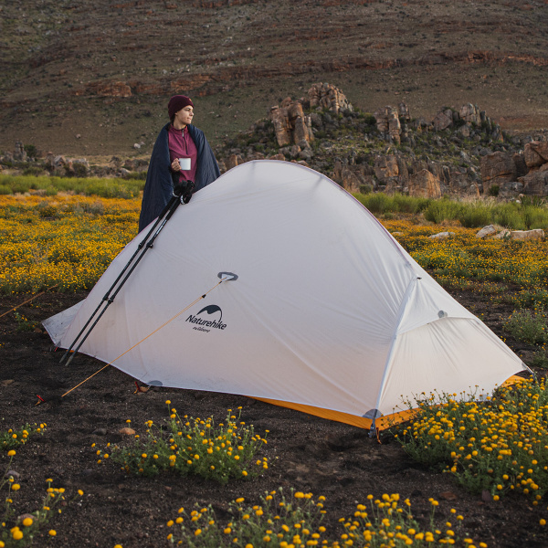 Палатка Naturehike Cloud Up EXT Si 2-местная, алюминиевый каркас, сверхлегкая, серо-желтая