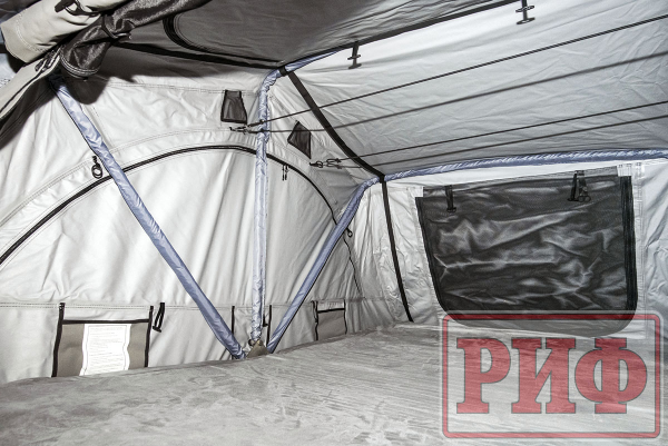 4 Палатка на крышу автомобиля РИФ Soft RT02-180 PRO, тент серый, 400 гр., 180х(240+70)х115 см 4 Палатка на крышу автомобиля РИФ Soft RT02-180 PRO, тент серый, 400 гр., 180х(240+70)х115 см