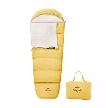 Мешок спальный Naturehike Compact C300, 190х75 см, (правый) (ТК: +6C), Желтый