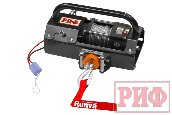 Лебёдка переносная РИФ 2500A c малой площадкой и проводами (в сборе) стальной трос