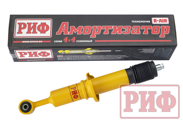 Амортизатор усиленный РИФ передний Toyota Hilux 2005-2014, Sollers ST6, Jac T6, T9 штатный и лифт 0-45 мм