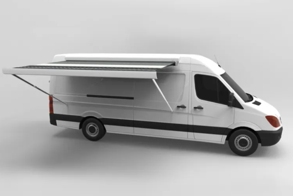 1 Маркиза автомобильная РИФ 5,0х2,5 м кассетная,  привод механический, электромотор, корпус белый