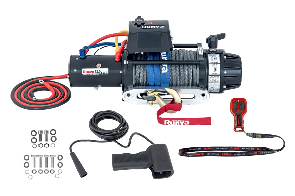 Лебёдка электрическая 12V Runva 12500 lbs 5720 кг (влагозащищенная) синтетический трос Лебёдка электрическая 12V Runva 12500 lbs 5720 кг (влагозащищенная) синтетический трос