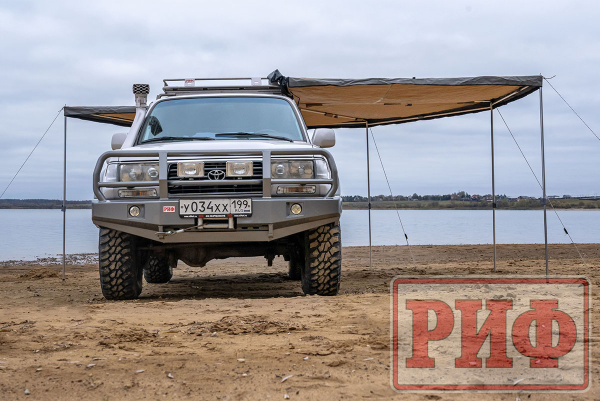 4 Маркиза автомобильная РИФ комбинированная (прямоугольная с веерной частью) 2,0х2,0 м (левая)