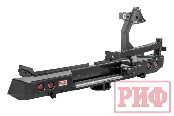 Бампер РИФ силовой задний Mitsubishi L200 2019+ с квадратом под фаркоп, калиткой и фонарями Бампер РИФ силовой задний Mitsubishi L200 2019+ с квадратом под фаркоп, калиткой и фонарями