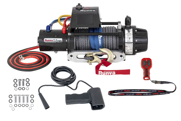 Лебёдка электрическая 12V Runva 11000 lbs 5000 кг (влагозащищенная) синтетический трос Лебёдка электрическая 12V Runva 11000 lbs 5000 кг (влагозащищенная) синтетический трос