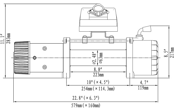 Лебёдка электрическая 12V Runva 12000 lbs 5700 кг Лебёдка электрическая 12V Runva 12000 lbs 5700 кг