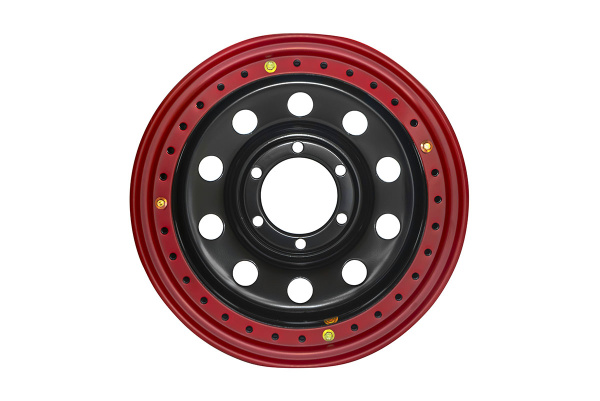 Диск усиленный Тойота Ниссан стальной черный 6x139,7 8xR16 d110 ET-19 с двойным бедлоком (красный) Диск усиленный Тойота Ниссан стальной черный 6x139,7 8xR16 d110 ET-19 с двойным бедлоком (красный)