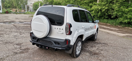 Бампер РИФ силовой задний/защита штатного бампера Lada Niva Travel с возможностью установки фаркопа