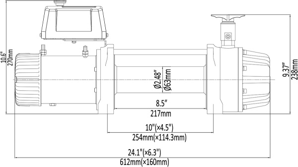 Лебёдка электрическая 12V Runva 9500 lbs 4350 кг влагозащищенная, синтетический трос, пневмороспуск Лебёдка электрическая 12V Runva 9500 lbs 4350 кг влагозащищенная, синтетический трос, пневмороспуск