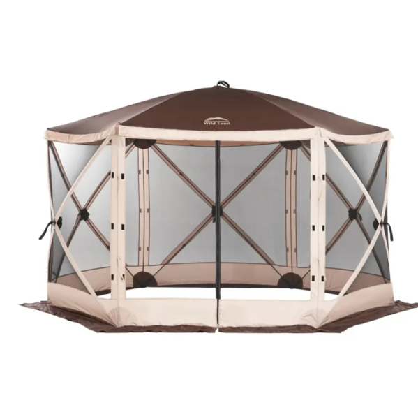 Шатер Wild Land Hub screen house 600, коричнево-бежевый, со стенками
