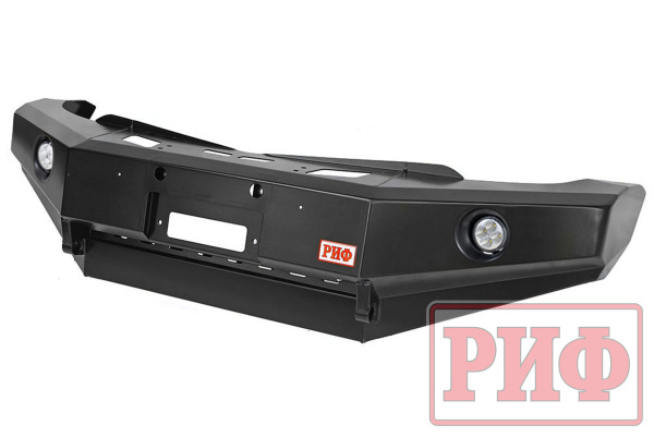 Бампер РИФ силовой передний Mitsubishi L200 2005-2015/Pajero Sport 2009-2015 с доп.фарами и защ.бачка омыват