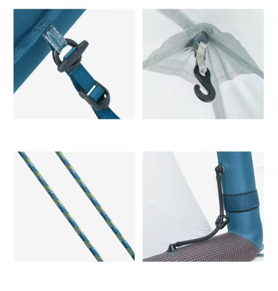 5 Палатка Naturehike Lingfeng Air 12.0 2-местная, быстросборная, надувной каркас, бело-голубая