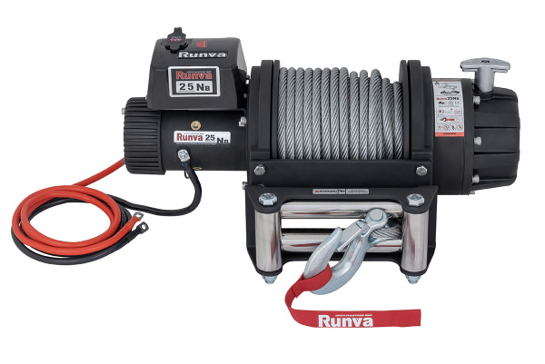 Лебёдка электрическая 12V Runva 25000 lbs влагозащищенная, стальной трос Лебёдка электрическая 12V Runva 25000 lbs влагозащищенная, стальной трос