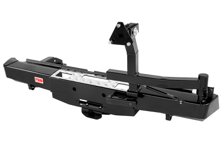 Бампер РИФ задний Nissan Navara D40 2010+ с площадкой под лебёдку, квадратом под фаркоп и калиткой