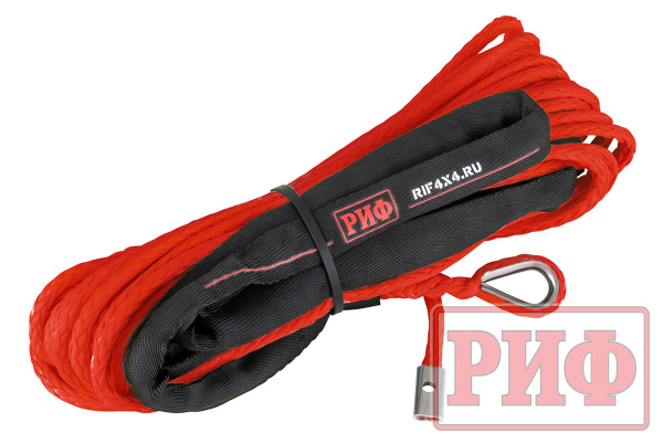 Трос для лебёдки синтетический РИФ 6 мм/15 м, красный