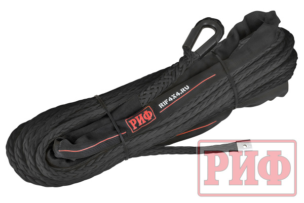 Трос для лебёдки синтетический РИФ 12 мм/26 м, черный