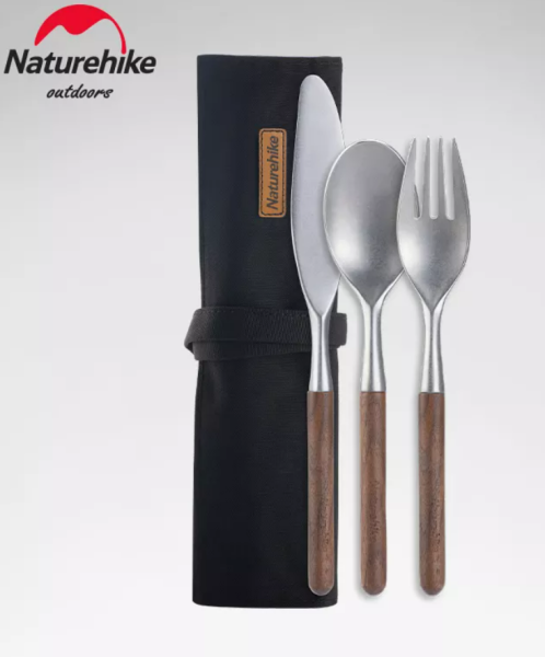 Набор столовых приборов Naturehike 3 в 1 (нож, вилка, ложка), нержавеющая сталь, орех, в чехле Набор столовых приборов Naturehike 3 в 1 (нож, вилка, ложка), нержавеющая сталь, орех, в чехле