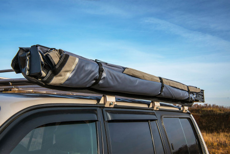 Маркиза автомобильная РИФ веерная, безопорная 2х2,3 м (левая) Маркиза автомобильная РИФ веерная, безопорная 2х2,3 м (левая)