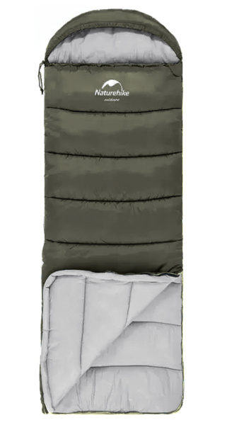 Мешок спальный Naturehike U350, (190х30)х75 см, (левый) (ТК: +1C), темно-зеленый