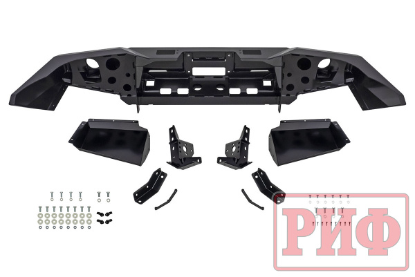 Бампер РИФ силовой передний Toyota Land Cruiser Prado 120 c доп. фарами и защитой бачка омывателя Бампер РИФ силовой передний Toyota Land Cruiser Prado 120 c доп. фарами и защитой бачка омывателя