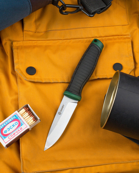 5 Нож складной GANZO G806, длина клинка 98 мм, черный c зеленым