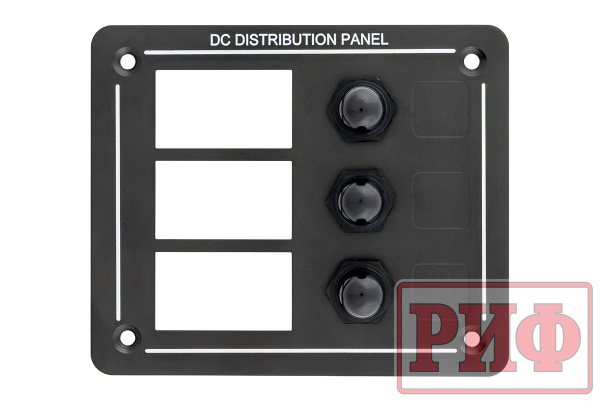 Панель монтажная для 3 переключателей с индикацией 12В Панель монтажная для 3 переключателей с индикацией 12В