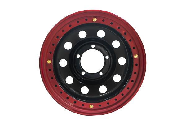 Диск усиленный УАЗ стальной черный 5x139,7 8xR16 d110 ET-19 с двойным бедлоком (красный) Диск усиленный УАЗ стальной черный 5x139,7 8xR16 d110 ET-19 с двойным бедлоком (красный)