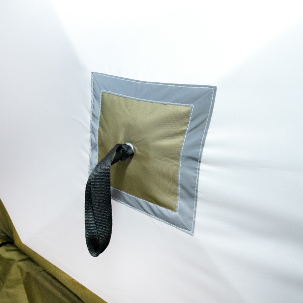 Палатка зимняя куб СЛЕДОПЫТ "Premium" 2,1х2,1 м, 3 слоя, 2 двери, цв. оливковый/белый