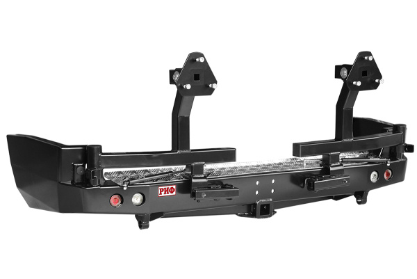 Бампер РИФ задний с квадратом под фаркоп, 2-мя калитками и фонарями Nissan Patrol Y61 2004+ Бампер РИФ задний с квадратом под фаркоп, 2-мя калитками и фонарями Nissan Patrol Y61 2004+