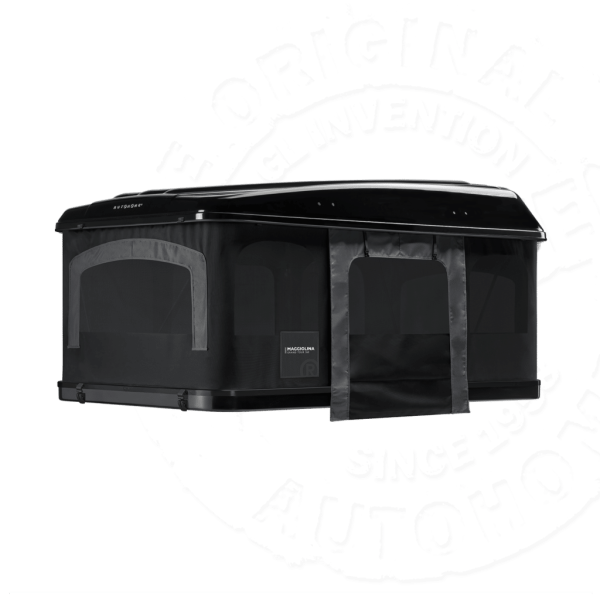 Палатка на крышу автомобиля AUTOHOME MAGGIOLINA GRAND TOUR LARGE 360 BLACK STORM, чёрный тент, лестница 215 мм