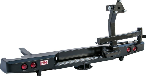 Бампер РИФ задний Nissan NP300 с фаркопом, калиткой и фонарями (длинный кузов) Бампер РИФ задний Nissan NP300 с фаркопом, калиткой и фонарями (длинный кузов)