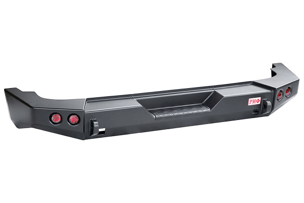 Бампер РИФ силовой задний Jeep Wrangler JK 2007-2018 с квадратом под фаркоп и фонарями, стандарт