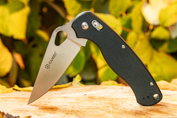 4 Нож складной GANZO с клипсой, длина клинка 87 мм, сталь 440С, черный