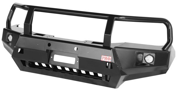 Бампер РИФ силовой передний Toyota Hilux 2015-2020 с доп. фарами, защитной дугой и защитой бачка омывателя