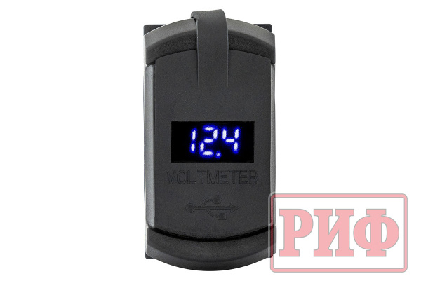 Розетка USB Type PD, QC 3.0 с вольтметром, синяя подсветка Розетка USB Type PD, QC 3.0 с вольтметром, синяя подсветка