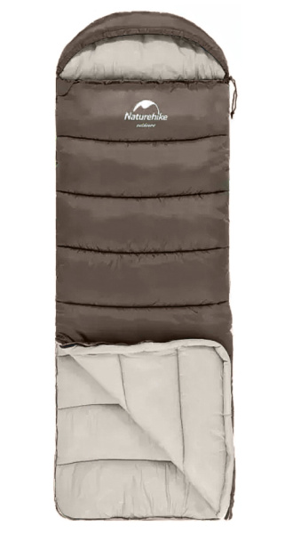 1.Мешок спальный Naturehike U250, (190х30)х75 см, (правый) (ТК: +6°C), коричневый