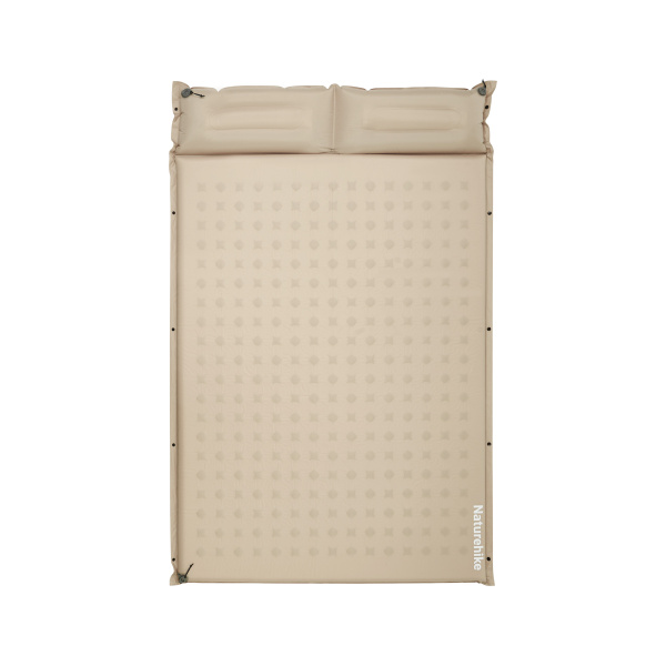 Коврик самонадувающийся Naturehike двойной 200х130х6 см, с подушками, бежевый