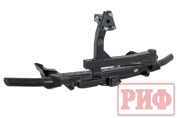 Бампер РИФ силовой задний Renault Duster 2015-2020 c квадратом под фаркоп и калиткой Бампер РИФ силовой задний Renault Duster 2015-2020 c квадратом под фаркоп и калиткой